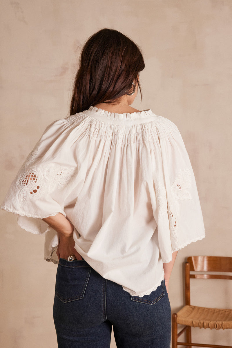 SACHA EMBROIDERED COTTON BLOUSE