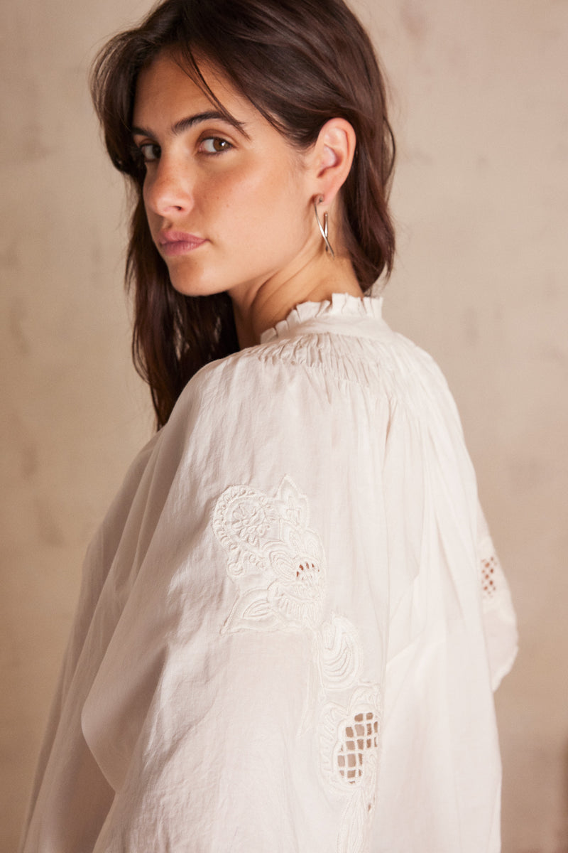 SACHA EMBROIDERED COTTON BLOUSE
