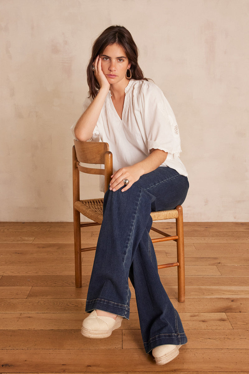 SACHA EMBROIDERED COTTON BLOUSE