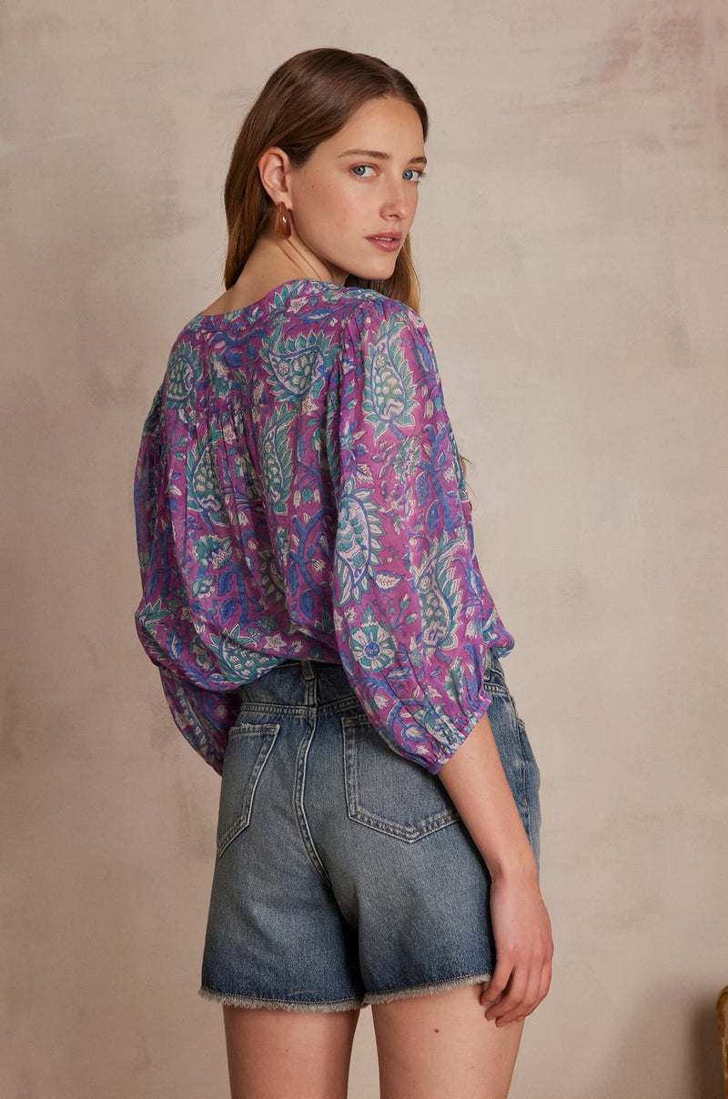 PHIL PURPLE PRINTED COTTON BLOUSE