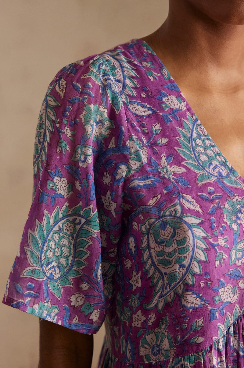 MAEVA PURPLE PRINTED COTTON DRESS