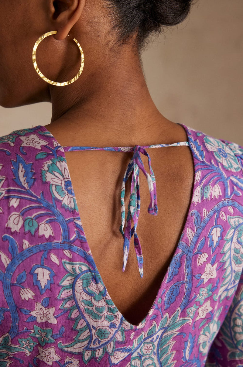 MAEVA PURPLE PRINTED COTTON DRESS