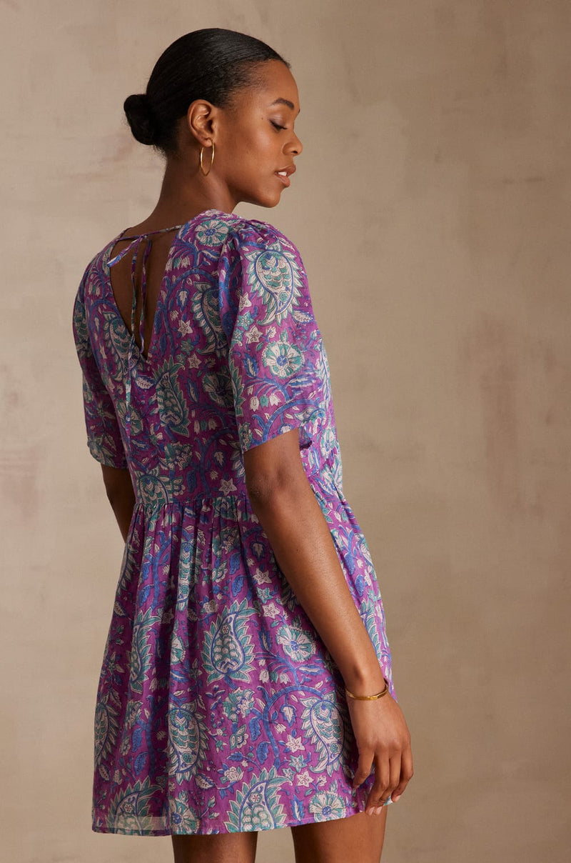 MAEVA PURPLE PRINTED COTTON DRESS