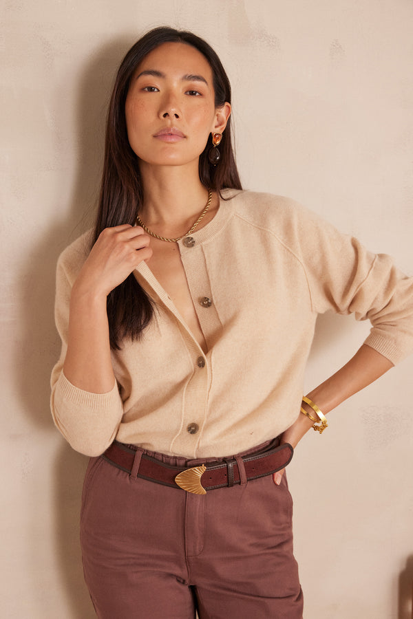 BILLY NATURAL CASHMERE CARDIGAN