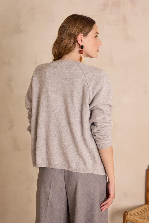 BILLY HEATHER GREY CASHMERE CARDIGAN