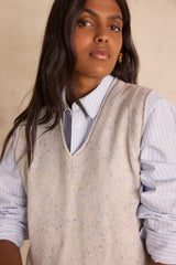 BASILE HEATHER GREY WOOL SLEEVELESS JUMPER