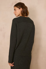 BROOKLYN PINE GREEN RIBBED WOOL JUMPER