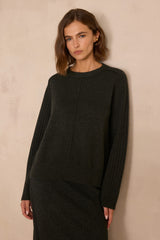 BROOKLYN PINE GREEN RIBBED WOOL JUMPER