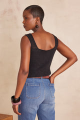 BAYA BLACK KNIT COTTON TANK TOP