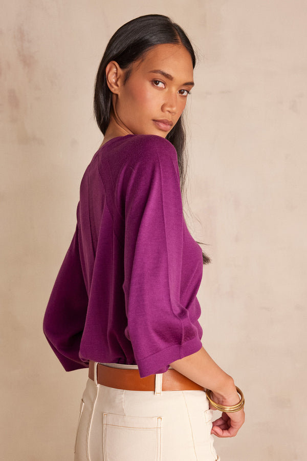 BRADY DARK FUCHSIA WOOL JUMPER