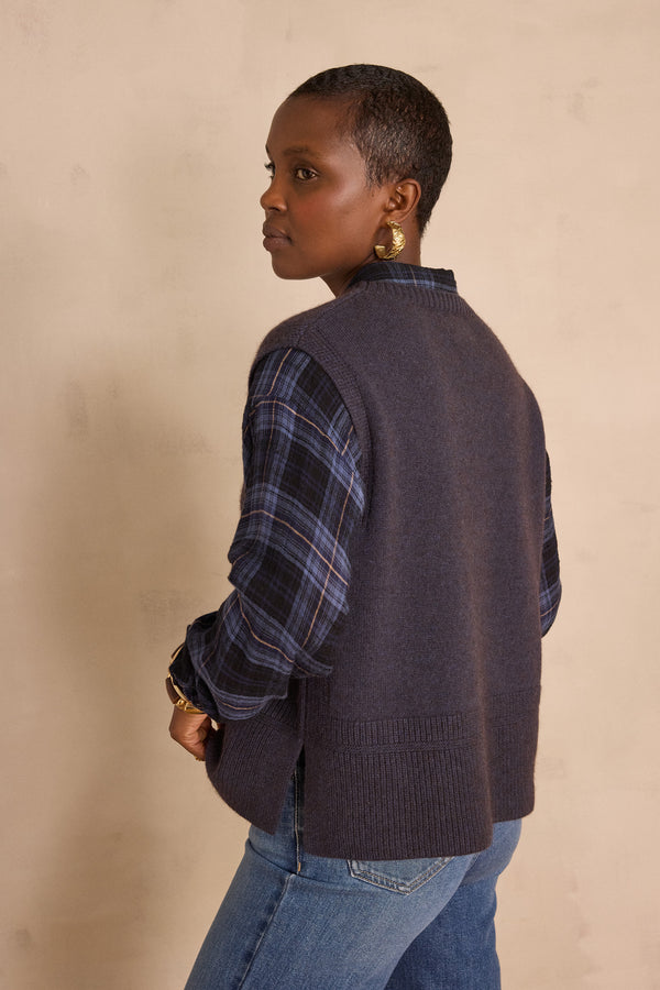 BARCLAY PETROL SLEEVELESS WOOL JUMPER