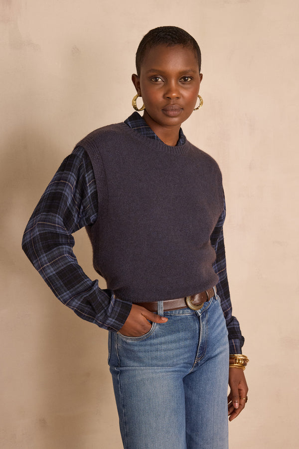 BARCLAY PETROL SLEEVELESS WOOL JUMPER