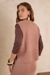 BARCLAY ROSEWOOD SLEEVELESS WOOL JUMPER