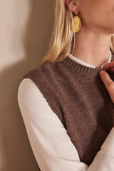 BARCLAY DARK TAUPE SLEEVELESS WOOL JUMPER
