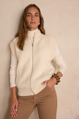 BRIAN CREAM SLEEVELESS CARDIGAN