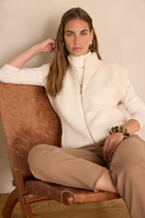 BRIAN CREAM SLEEVELESS CARDIGAN