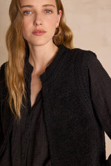 BAYANE BLACK SLEEVELESS WOOL CARDIGAN