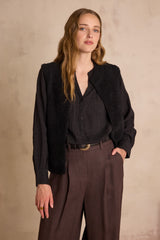 BAYANE BLACK SLEEVELESS WOOL CARDIGAN