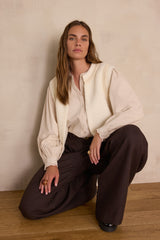 BAYANE CREAM SLEEVELESS WOOL CARDIGAN