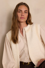 BAYANE CREAM SLEEVELESS WOOL CARDIGAN
