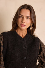 LOULOU BLACK SLEEVELESS MOHAIR CARDIGAN
