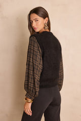 LOULOU BLACK SLEEVELESS MOHAIR CARDIGAN