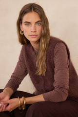 LOULOU AUBERGINE SLEEVELESS MOHAIR CARDIGAN
