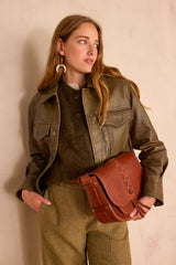 LOULOU KHAKI SLEEVELESS MOHAIR CARDIGAN