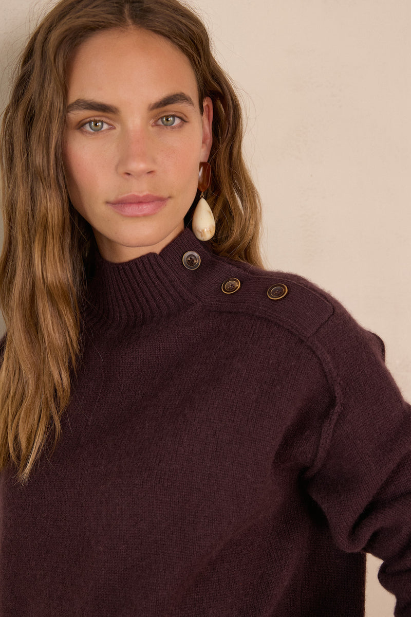 BRADLEY CASHMERE AUBERGINE JUMPER