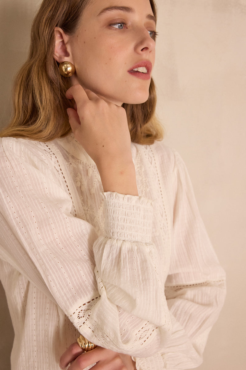 SOPHIA CREAM EMBROIDERED BLOUSE