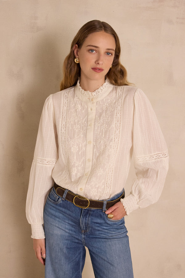 SOPHIA CREAM EMBROIDERED BLOUSE