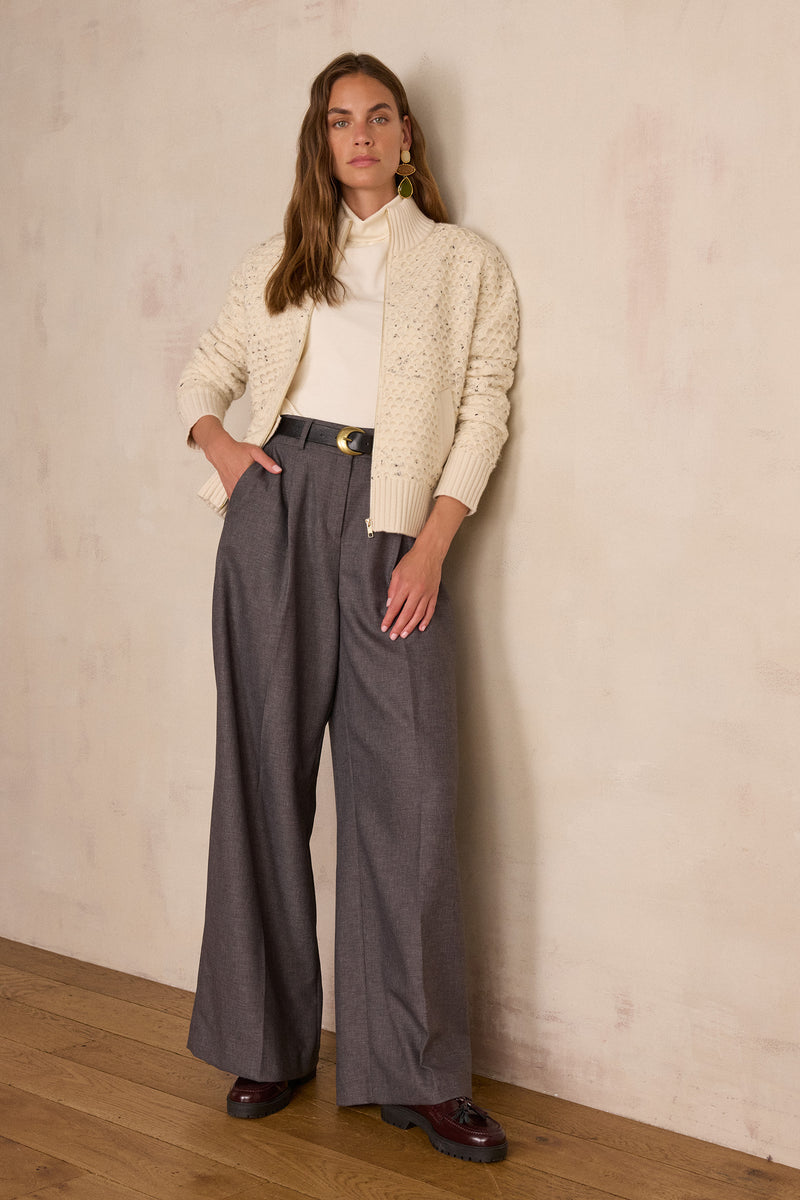 BAKARI CREAM SPECKLED CARDIGAN