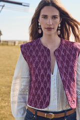 PRUNE DARK FUCHSIA PRINTED VEST