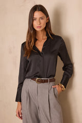 BASILE BLACK SATIN BLOUSE