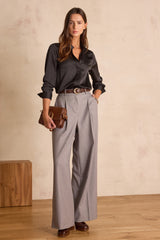 BASILE BLACK SATIN BLOUSE