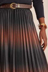DARCY RUST GRADIENT PLEATED SKIRT