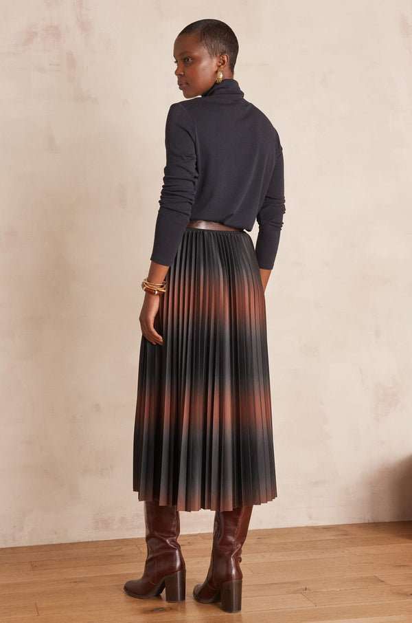 DARCY RUST GRADIENT PLEATED SKIRT