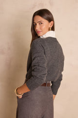 BALTHAZAR WOOL ANTHRACITE V-NECK JUMPER