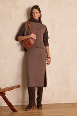 EMILIE DARK TAUPE LONG WOOL SKIRT