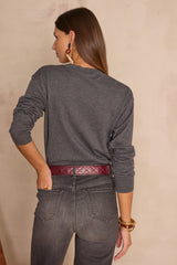 BOB WOOL ANTHRACITE V-NECK JUMPER