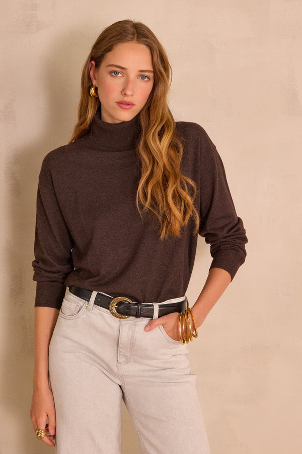 BRIAC WOOL TURTLENECK DARK BROWN JUMPER