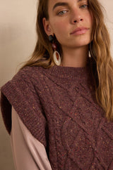 BALKIS AUBERGINE SLEEVELESS WOOL JUMPER