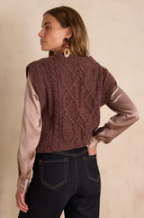 BALKIS AUBERGINE SLEEVELESS WOOL JUMPER