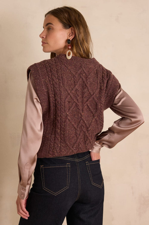 BALKIS AUBERGINE SLEEVELESS WOOL JUMPER