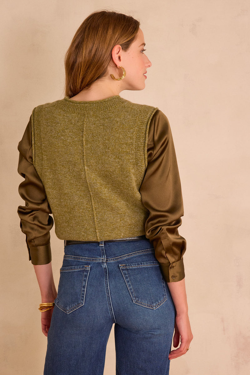 BASILE ALMOND SLEEVELESS WOOL JUMPER