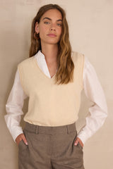 BASILE BEIGE SLEEVELESS WOOL JUMPER