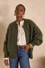 BAKER MOHAIR AND WOOL ALMOND CARDIGAN