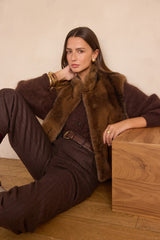 BAKER MOHAIR AND WOOL DARK BROWN CARDIGAN