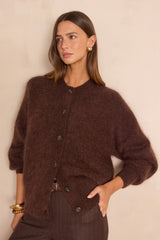 BAKER MOHAIR AND WOOL DARK BROWN CARDIGAN