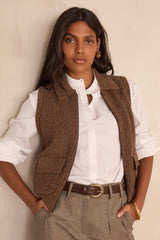 SIMON CAMEL SLEEVELESS CARDIGAN